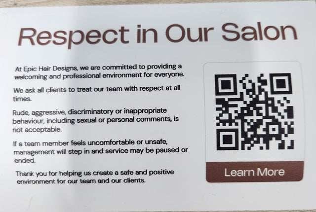 Respect in Our Salon Decal Image thumbnail