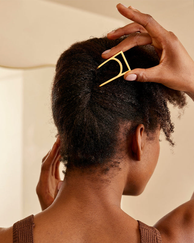Geometric Gold-Plated Hair Pin Image thumbnail
