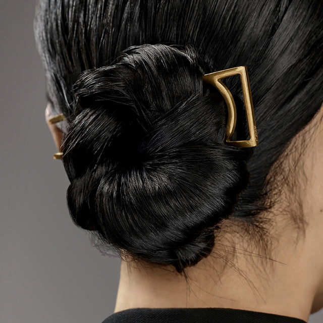 Geometric Gold-Plated Hair Pin Image thumbnail