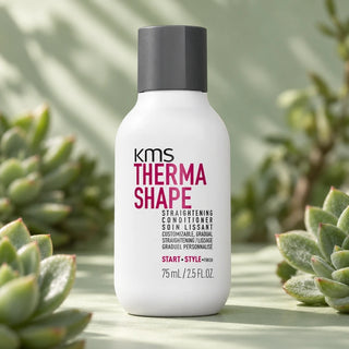 KMS ThermaShape Straightening Conditioner 75 mL travel mini with succulents