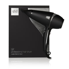 GHD Air professional hair dryer with packaging on white background