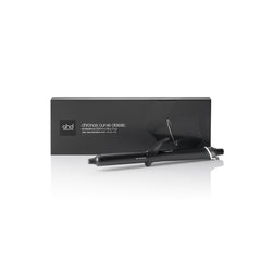 GHD Chronos Curve Classic Tong with packaging on white background