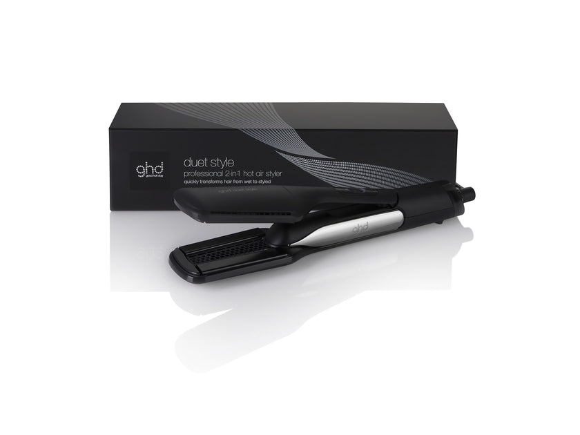 GHD Duet Style black with packaging on white background