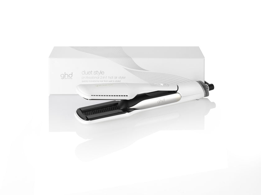 GHD Duet Style white with packaging on white background