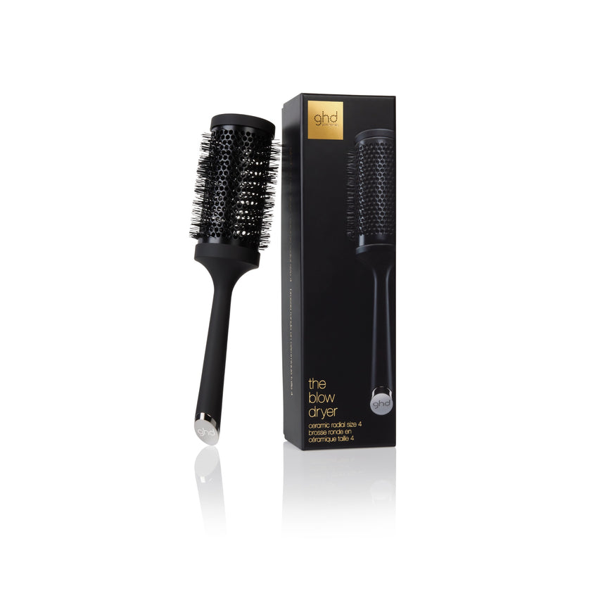 GHD The Blow Dryer radial brush size 4 with packaging on white background