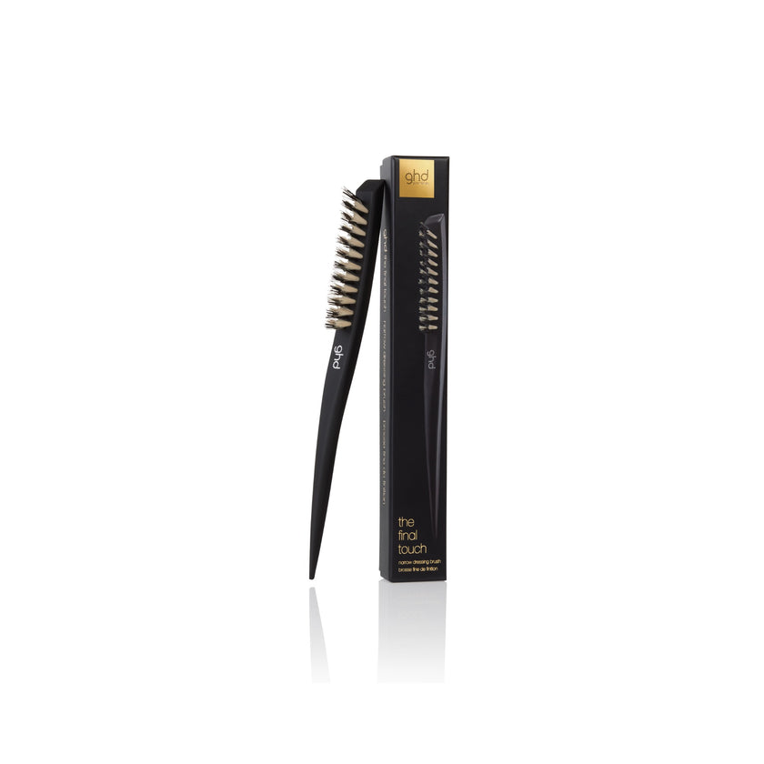 GHD The Final Touch narrow dressing brush with packaging on white background
